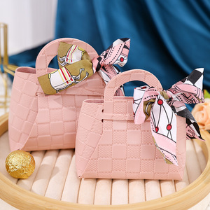 European Style Light Luxury Plaid Pattern Handheld Candy Gift <b>Box</b> Wedding Gift Bag Small - Product Image 2