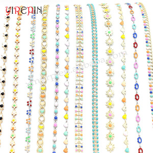 Catena personalizzata in ottone dorato con cuore colorato fiore di elefante a forma di farfalla Plane in smalto <span class=keywords><strong>perline</strong></span> per creare gioielli fai da te - Product Image 3