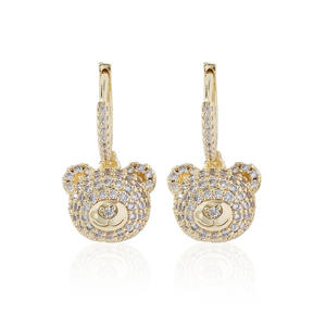 2025 New High Quality Crystal Rhinestone <b>Tassel</b> <b>Fringe</b> Earrings Delicate Trendy Bear Pendants Big Charm Jewelry for Wholesale - Product Image 1