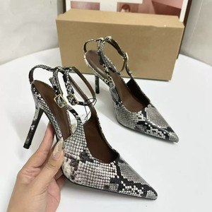 Women's Snake Pattern Color-Matched <b>Open</b>-<b>Back</b> Sandals with Thin High Heels - Trendy One-Strap Slip-On <b>Shoes</b> Ladies - Product Image 3