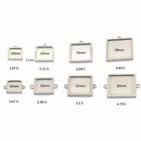 Bases de Acero Inoxidable Cuadradas en Varios Tamaños para Cabujones, con Aro Simple o Doble, para Fabricación de Joyería DIY