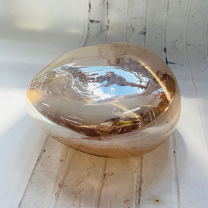 Pantalla de Lámpara de Vidrio Redonda Transparente con Diseño Chino Antiguo, Rosca G9, Acabado Dorado Irregular, Venta al Por Mayor - Product Image 6