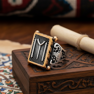 Tugra Signet Square Shape Ottoman Authentic <b>Ring</b> <b>Men</b> 925 <b>Ring</b> Turkish Wholesale Handmade 925 Sterling <b>Silver</b> for <b>Men</b> - Product Image 3