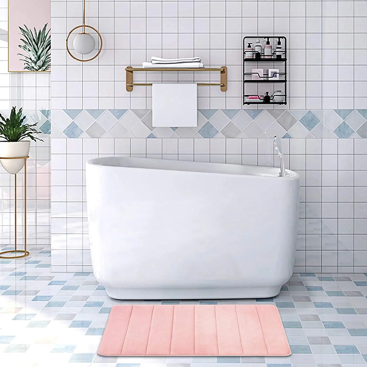 Tapete de porta de banho de espuma de memória, macio, de alta qualidade, peça única, tapete de banheiro, antiderrapante, esteira traseira