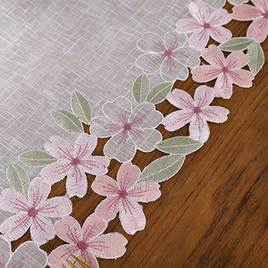 <span class=keywords><strong>Nappe</strong></span> carrée classique en tissu polyester-coton rose brodé, résistante à la chaleur, pour plateau ou chemin de table - Product Image 6