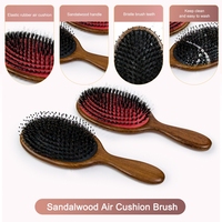Haute qualité bois de santal pagaie cuir chevelu masseur brosse poils de sanglier Extensions de cheveux perruque brosse coussin acier aiguille démêlant brosse
