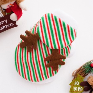 Shine Christmas Reindeer Dog <b>Cat</b> Fleece Coat Red Green Striped Warm Winter Pet <b>Clothes</b> Small Medium Size - Product Image 2