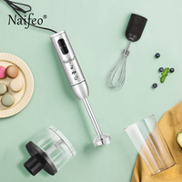 Mixeur Plongeant Électrique Portable Élégant pour la Maison, Préparateur de Smoothies avec Récipient en Plastique Écologique, 4 Lames, 2 Vitesses, Faible Bruit