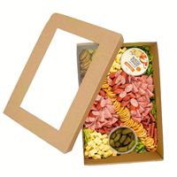 Boîte de traiteur biodégradable en kraft gaufré avec fenêtre pour desserts, sushi, kebab, biscuits au chocolat, et emballage pour chewing-gum de camping