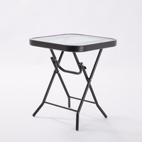 Table d'appoint carrée en verre avec cadre antirouille, table basse pliante avec plateau en verre trempé