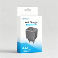 Caja de Embalaje de Papel con Orificio para Colgar, para Accesorios Electrónicos, Caja Plegable para Cargador Rápido de Pared Tipo-C, Productos Impresos en Offset con Imagen