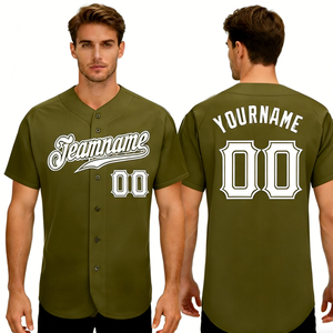 Maillot de <span class=keywords><strong>baseball</strong></span> personnalisé, uniforme d'équipe personnalisé pour hommes, femmes, garçons et filles, maillot de <span class=keywords><strong>baseball</strong></span> vert olive - Product Image 2
