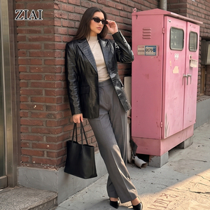 Blazer <span class=keywords><strong>Oversize</strong></span> in Pelle Goffrata Effetto Coccodrillo da Donna ZIAI |   <span class=keywords><strong>Giacca</strong></span> in <span class=keywords><strong>Ecopelle</strong></span> Nera, Abbigliamento Casual e Formale per Tutte le Stagioni - Product Image 2