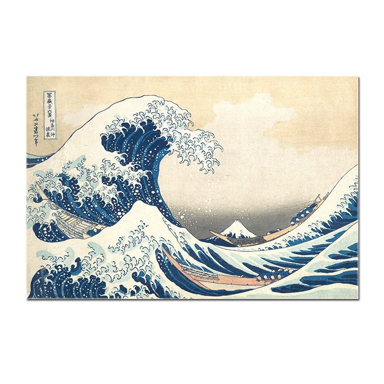 The Great Wave Off Kanagawa Katsushika Hokusai Poster Kanvas Antik Lukisan Cetak Gambar Angin Cerah Dekorasi Rumah Pagi