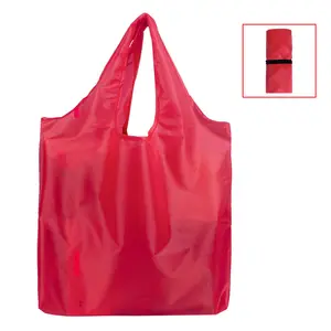 彩色可重复使用聚酯购物背心袋t恤购物袋带手柄餐厅超市标志定制