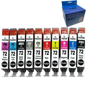 适用于佳能PIXMA Pro-10 PRO-10S的Mutikor PGI 72 PGI72 PGI-72高级彩色兼容墨盒
