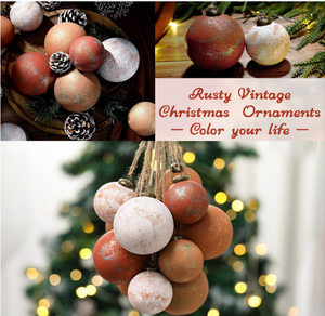 Plastic Christmas Balls <b>Large</b>-sized Rural Retro Neutral Texture Farmhouse Brown Christmas Decorations Bohemian Orange Copper - Product Image 5