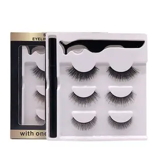 Magnetic False Eyelashes Kit, Magnetic Lashes Natural Look, 3D Reusable Magnetic Eyelashes with Eyeliner