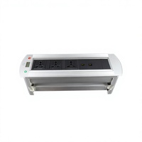 Prise de courant de bureau encastrable en aluminium et plastique avec interface réseau, interface multimédia dissimulée, prise électrique escamotable pour bureau