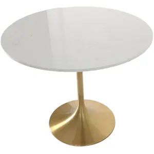 Fast Delivery Fashion Round Marble Dining Table with Stainless Steel Leg