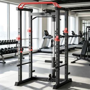 Máquina de <span class=keywords><strong>gimnasio</strong></span> en <span class=keywords><strong>casa</strong></span> con rack para sentadillas, equipo multifuncional de acero con estructura de gantry para press de banca, tríceps y entrenamiento de brazos - Product Image 1