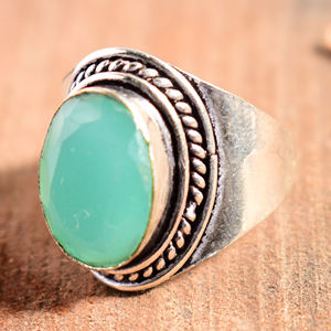 925พลอยพลอยเพชรทรงรีสีเงินแหวนแต่งงานควาคาลซิโดนีสีทึบสำหรับงานเลี้ยงครบรอบขายส่ง - Product Image 4