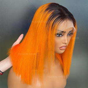 วิกผมบ๊อบแบบใส 13x4  ทำจากผมแท้ 100% เกรด 12A ของชาวบราซิล อินเดีย และมาเลเซีย สี 1b ส้ม  แบบตรงสลวย เงางาม - Product Image 4