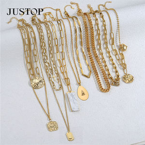 Conjunto de Collar y Pulsera de Cadena de Eslabones Largos Unisex, de Acero Inoxidable con Baño de Oro y Plata, Personalizable OEM/Venta al por Mayor, de Moda - Product Image 1