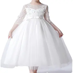 鲜花女孩婚纱特殊场合穿幼儿圣餐套装2024新最新第一圣餐全白色