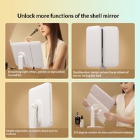 Miroir de Maquillage LED Lumineux avec Grossissement 2x/3x, Pliable, pour Coiffeuse, Coque HD, Cadeau Idéal pour Filles, Rechargeable USB, Design Carré