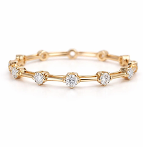 Bague à bulles flottantes en diamant de laboratoire, alliance minimaliste éternelle, cadeau de mariage à empiler - Product Image 1