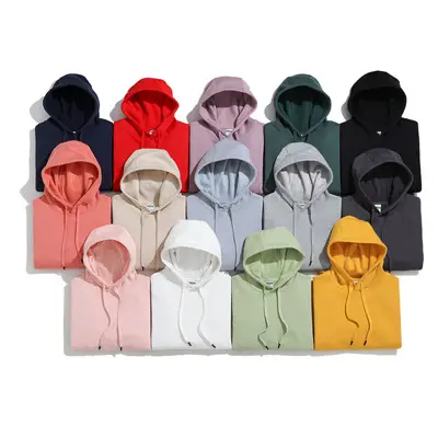 Chất Lượng Cao Áo Thun Đồng Bằng Nhuộm 350 Gam In Logo Cotton Poly Blend Tùy Chỉnh Unisex Cực Fleece Hoodies Cho Mùa Đông