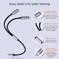 Cable Divisor de Audio USB Tipo C, Adaptador Divisor de Audio Auxiliar USB C a 2 Conectores Hembra de 3.5MM para Auriculares y Micrófono