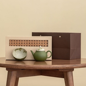 Jiao Green Hand-painted Osmanthus Double Wall <b>Ceramic</b> Kung Fu Tea Set with Ice Crack Design One Pot One <b>Cup</b> Small Set - Product Image 1