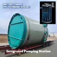 Station de pompage préfabriquée intégrée en PRV, capacité 20 m³/h, double pompe, système de contrôle PLC, garantie 1 an pour le relevage des eaux usées municipales