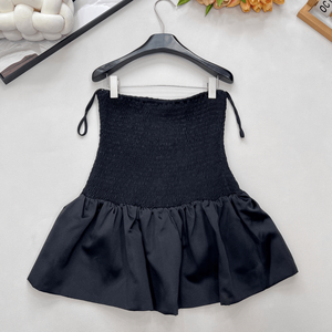 Vestido casual de tubo para mujer con falda sin tirantes con volantes, lazo lateral y corpiño fruncido - Product Image 2