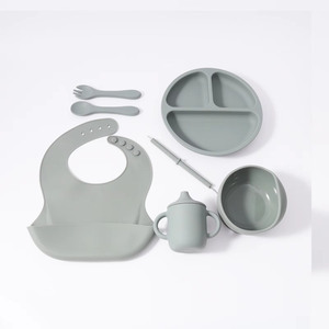 Ensemble de <span class=keywords><strong>vaisselle</strong></span> pour bébé <span class=keywords><strong>en</strong></span> silicone : assiette, bol, tasse à bec, avec ventouse, fourchette et cuillère, pour l'apprentissage de la diversification alimentaire des tout-petits - Product Image 5