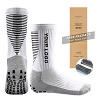 Chaussettes de football longues pour jeunes avec protège-tibias intégrés et logo personnalisé sur le bas, en matériau haute performance pour l'entraînement et les matchs