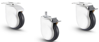Roue pivotante médicale simple en acier et polypropylène pour lit d'hôpital, avec tige filetée M12 M16, plaque pivotante de 3/4/5 pouces, 75/100/125 mm