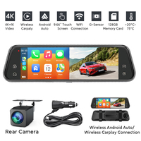 4K Auto-DVD-Player mit Carplay und Dashcam, 10 Zoll, mit drehbarer Front- und Innenkamera sowie Dual-Recorder-Kamera für das Auto