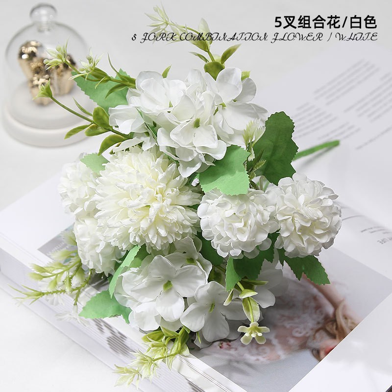 Combinaison d'hortensias à 5 branches Effie [Cold Moon White]