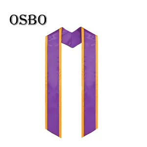 Estola blanca lisa de gran cantidad barata y vendedora en caliente 2023 con faja de graduación de adorno dorado 72" - Product Image 6