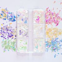 12 grilles de paillettes colorées en forme de cœur, paillettes mixtes pour ongles, décorations, breloques, paillettes irrégulières, accessoires pour ongles