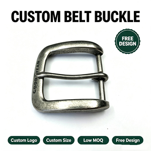 Hebilla de Cinturón Personalizada de 40 mm con Baño de Plata Antigua, Hebilla de Aleación de Zinc con Logotipo Personalizado para Cinturón de Hombre - Product Image 1