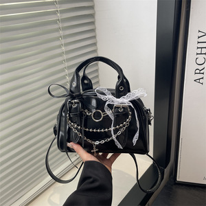 Nouvelle tendance de la mode, sac à main carré petit et élégant, multicolores, rétro, style fille branchée, sac bandoulière avec nœud en dentelle - Product Image 4