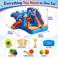 Pequeña Empresa de Alquiler de Castillos Inflables con Temática de Oxford Blue Patrol Hero, Tobogán Inflable para Niños, Castillo Inflable, Castillo para Saltar