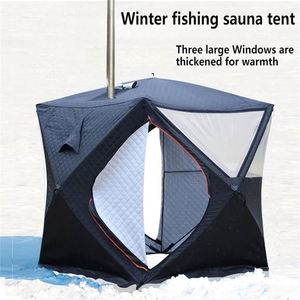 Customizable 2-Person Outdoor Extra <b>Large</b> Insulated Winter Ice Fishing <b>Tent</b> Triple Layer Oxford Waterproof Quick Opening Sauna - Product Image 3