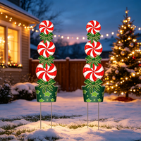 Décorations de Noël style ferme, cannes en métal pour jardin, décorations extérieures pour patio et jardin