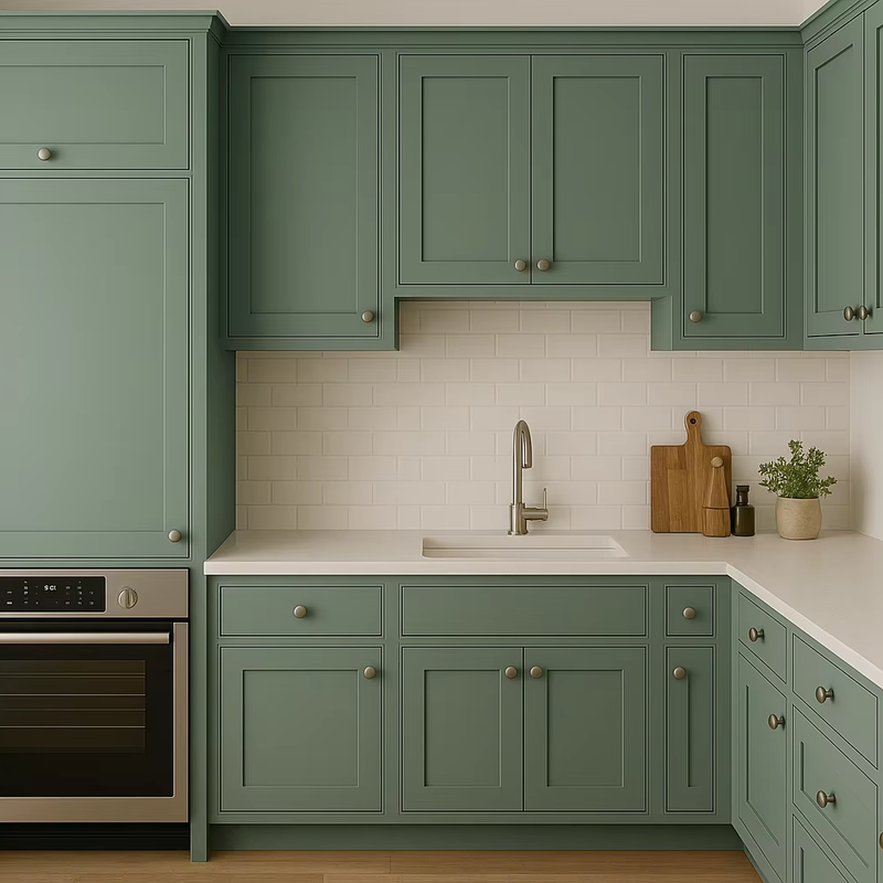 SANTOPOVA Modern Green Kitchen Cabinets with
