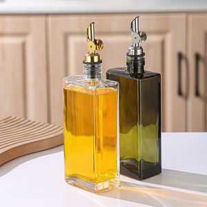 Cocina vacía 350ml 500ml salsa cuadrada vinagre cocina aceite de oliva botella de vidrio con boquilla de vertido de acero inoxidable para Cocina - Product Image 2